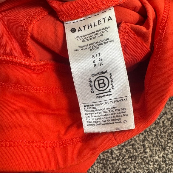 Athleta Trekkie North Jogger Pants Woman’s 8T Orange Flame Drawstring Pockets - Picture 10 of 13